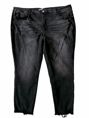 Terra & Sky Jeans Black Distressed Raw Hem Denim Stretchy Denim Plus Size 26W